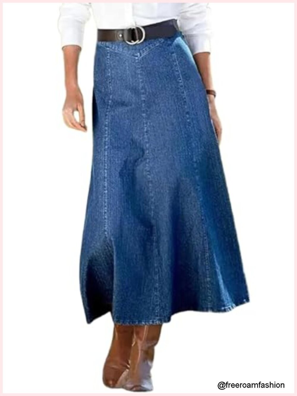 Vintage High Waist Denim Maxi Skirt Flowy A-Line Long Jean Skirt